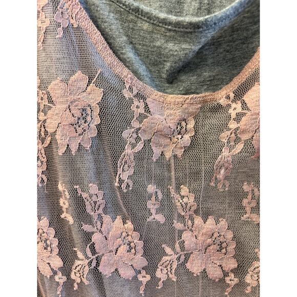 Elle Gray And Pink Lace Tank XL - Picture 3 of 6